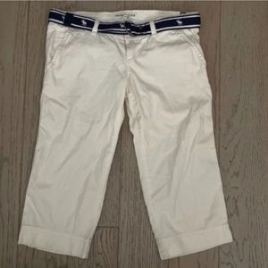 New VINTAGE Abercrombie & fitch Capri stretch Pants white cotton